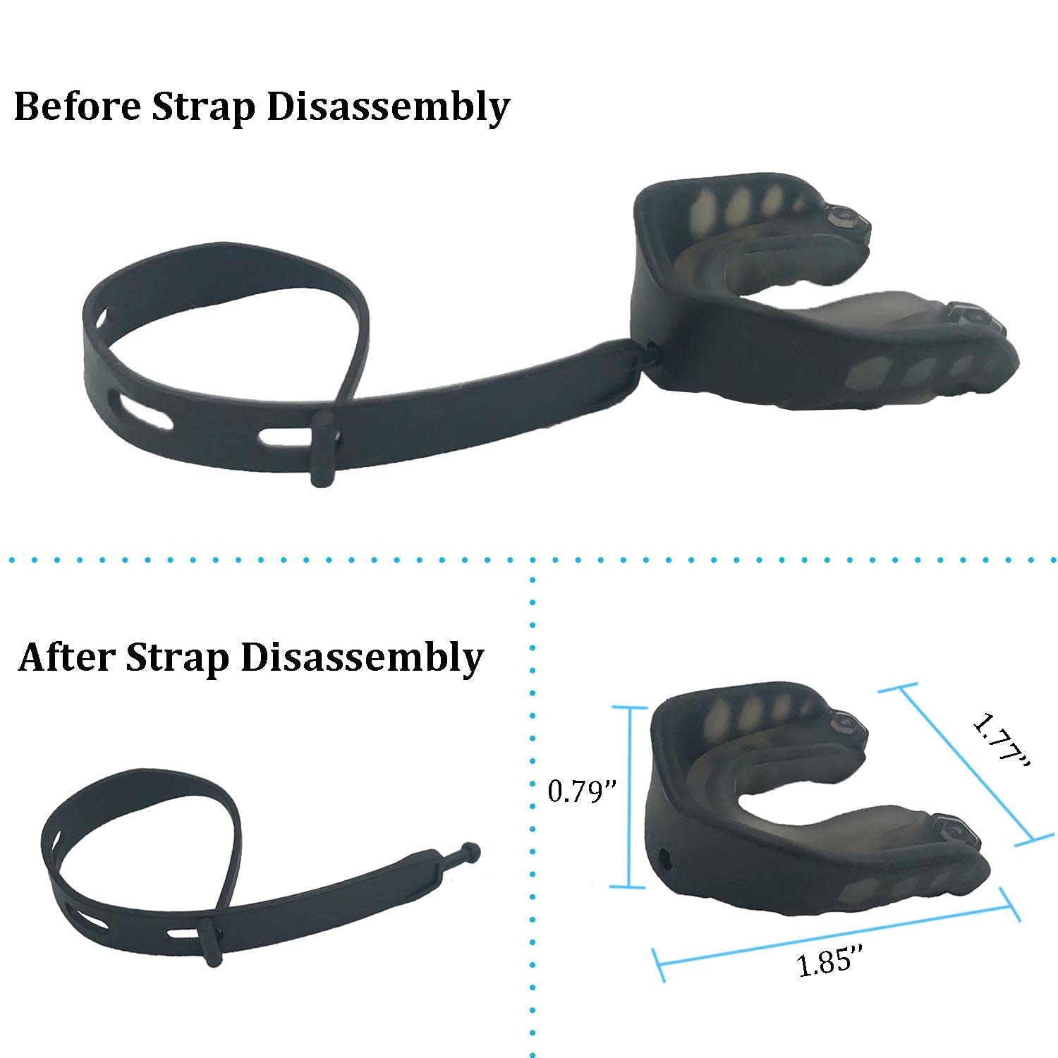 2 Pack Youth Sports Mouth Guard with Strap - Soft Protective Mouthpiece for Boxing, Basketball, Football, MMA, Hockey & Contact Sports (Black & Blue) - Perfect for Training, Games & Competition Safety