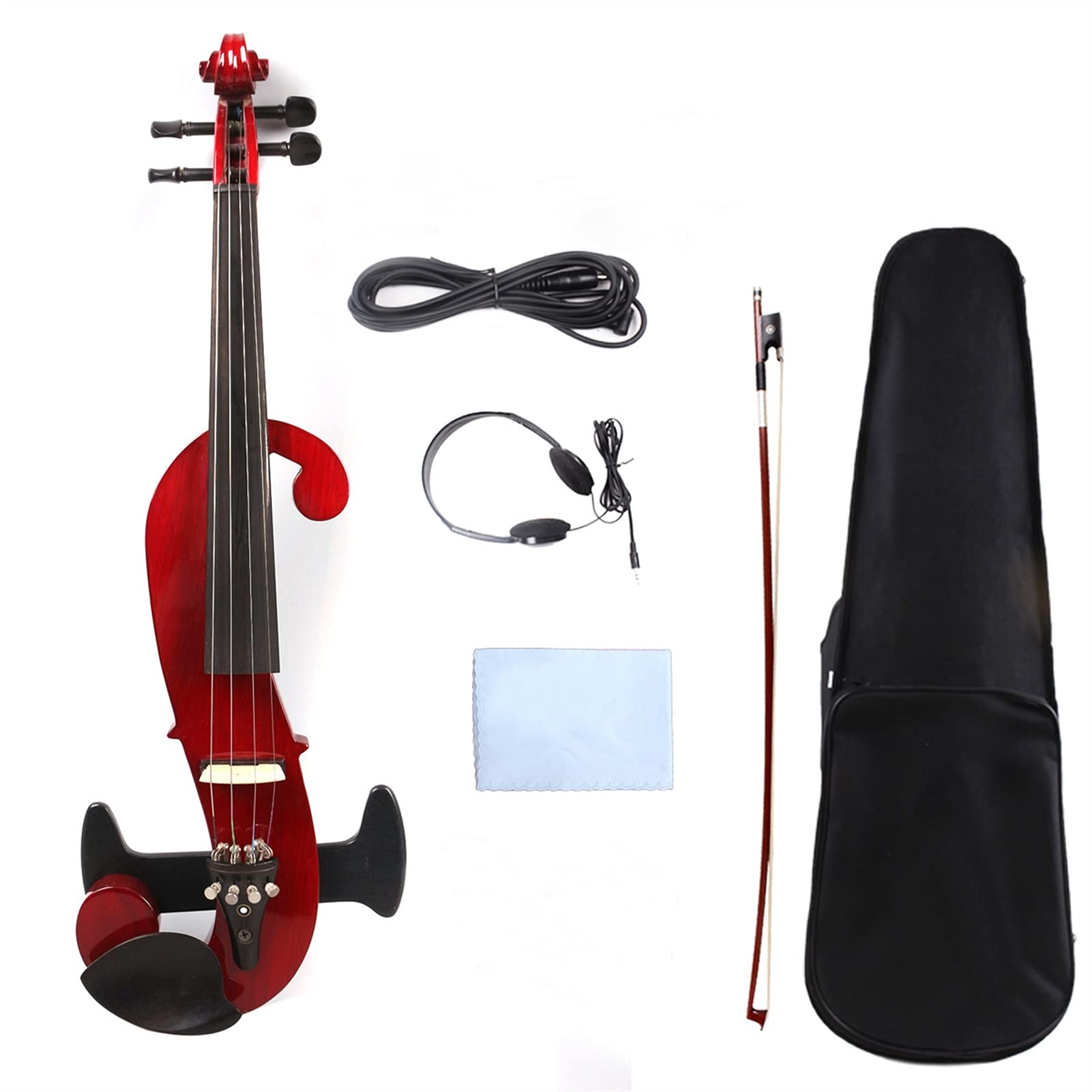 4/4 Full Size Electric Silent Violin - Handcrafted Red Violin for Kids & Adults | Perfect for Practice, Performances & Noise-Free Playing at Home