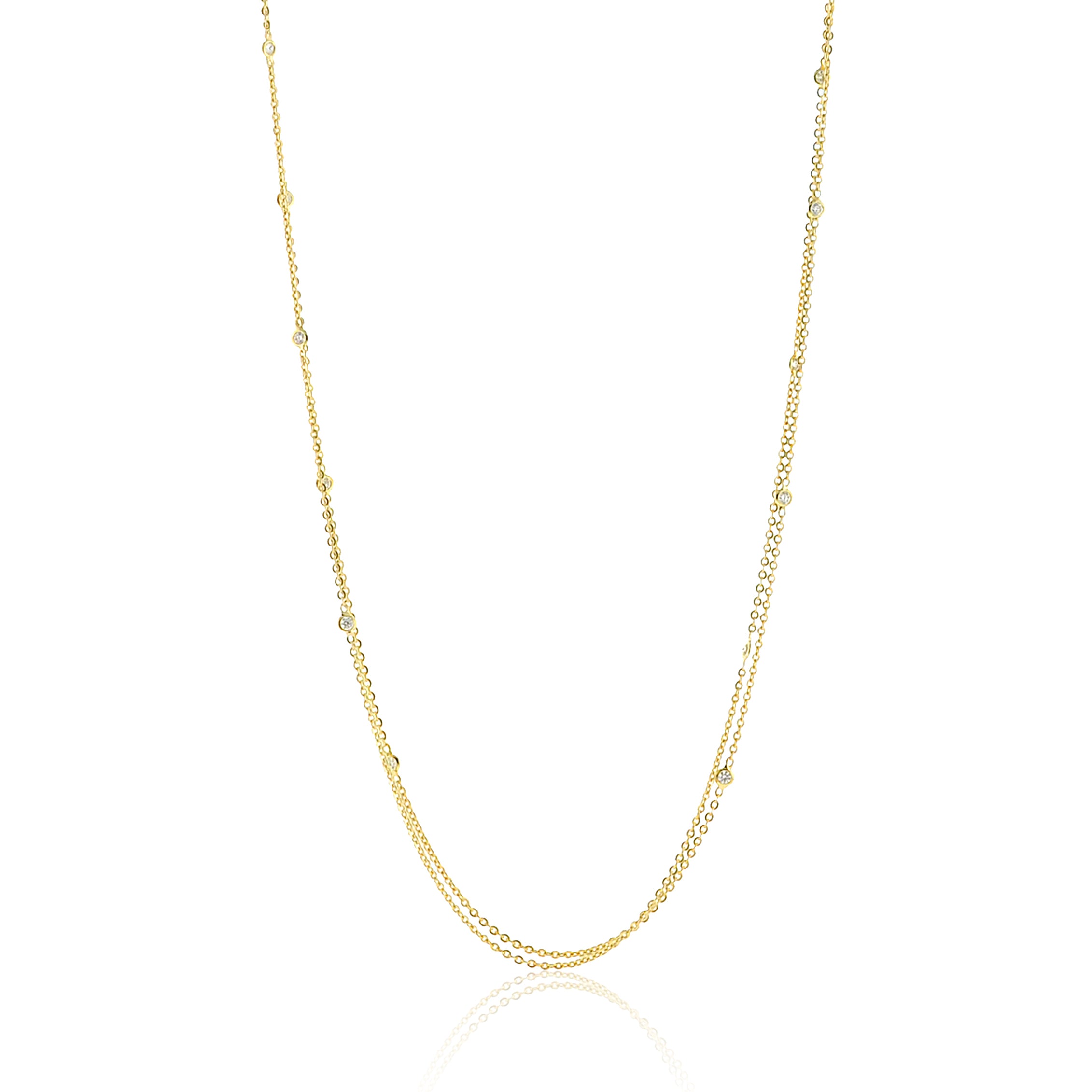 Diamond Station Double Chain Necklace for Women - Elegant Layered Necklace Jewelry Gift for Birthday, Anniversary & Valentine's Day - Perfect for Date Night, Party & Special Occasions