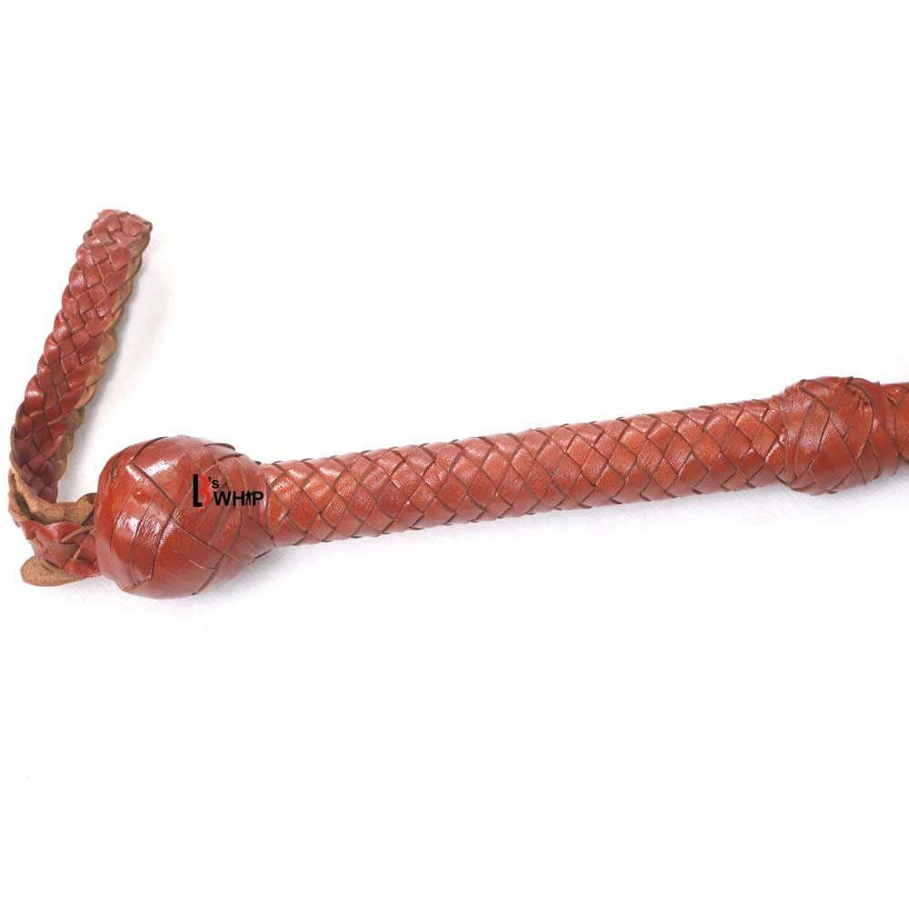 Premium 6-16 Foot Tan Brown Kangaroo Leather Bullwhip | 16 Plaits with Leather Core | Equestrian Training, Performance & Western Style Whip for Horseback Riding, Shows & Cowboy Reenactments
