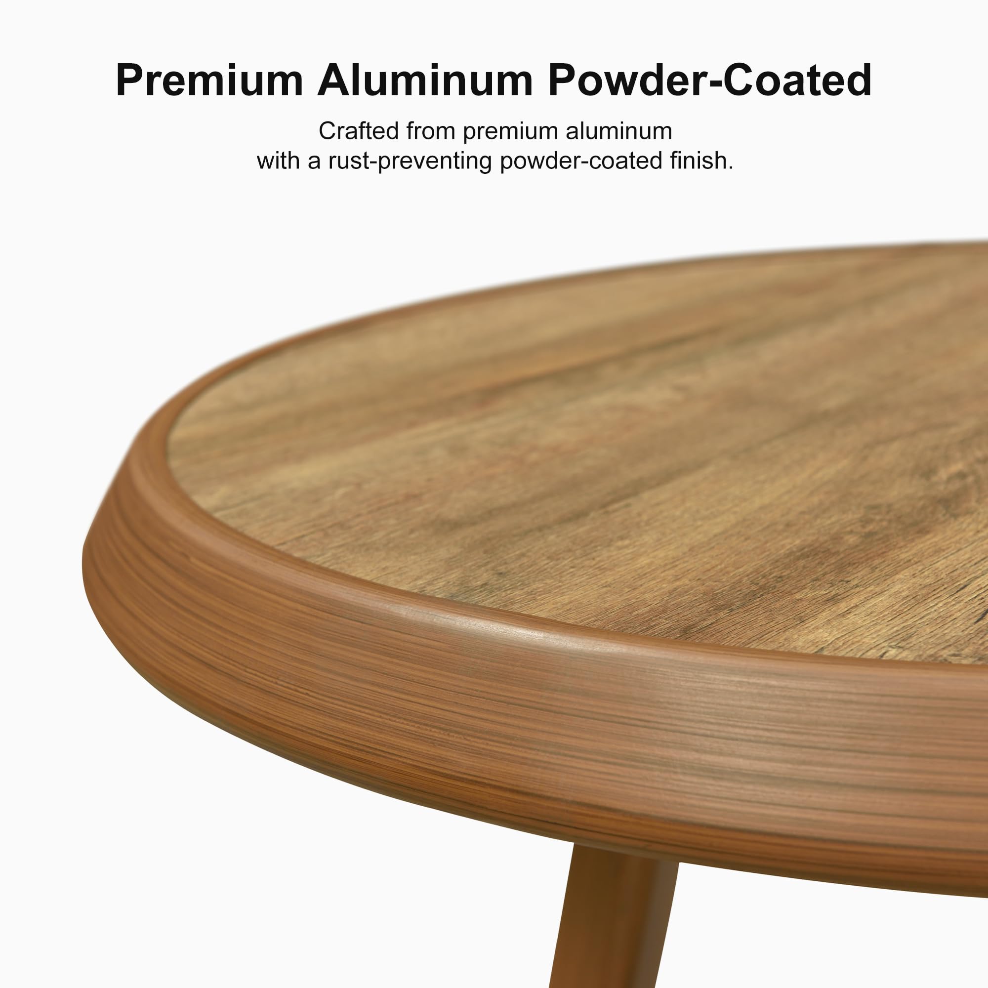 PURPLE LEAF Outdoor Round Bar Table - Modern Aluminum Bistro Table for Patio, Garden & Kitchen Island - Weather-Resistant Brown Furniture (Perfect for Outdoor Dining, Entertaining & Small Space Decor)