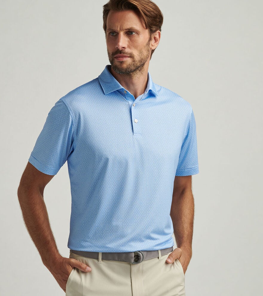 Peter Millar Men's Shake It Up Performance Jersey Polo Shirt - Moisture Wicking, Breathable Golf & Casual Shirt in Cottage Blue - Perfect for Golf, Office & Outdoor Activities