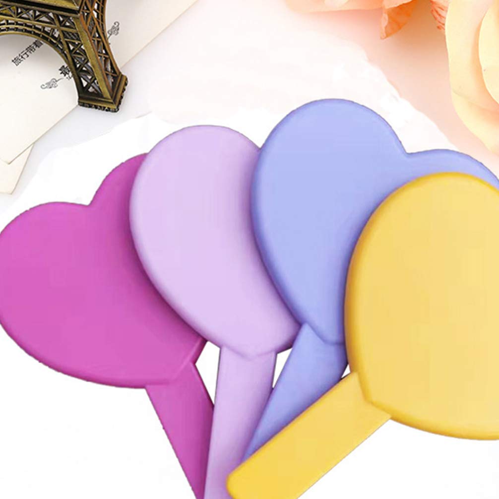 2Pcs Heart-Shaped Handled Makeup Mirror - Compact Cosmetic Mirror with Handle for Women & Girls, Purple - Perfect for Home, Salon, Travel & Gift Giving