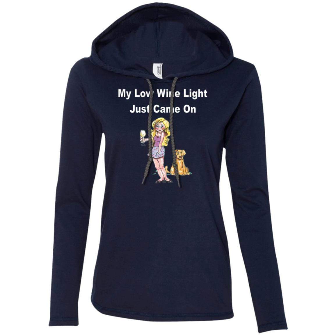 Low Wine Light Ladies Long Sleeve T-Shirt Hoodie - Funny Wine Lover Gift for Women - Perfect for Wine Tasting Parties & Casual Outings