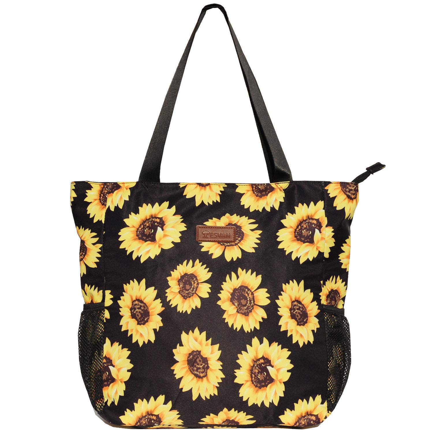 ESVAN Waterproof Floral Print Large Tote Bag - Durable Gym Beach Travel Shoulder Bag for Women - Perfect for Work, Shopping & Vacation Essentials