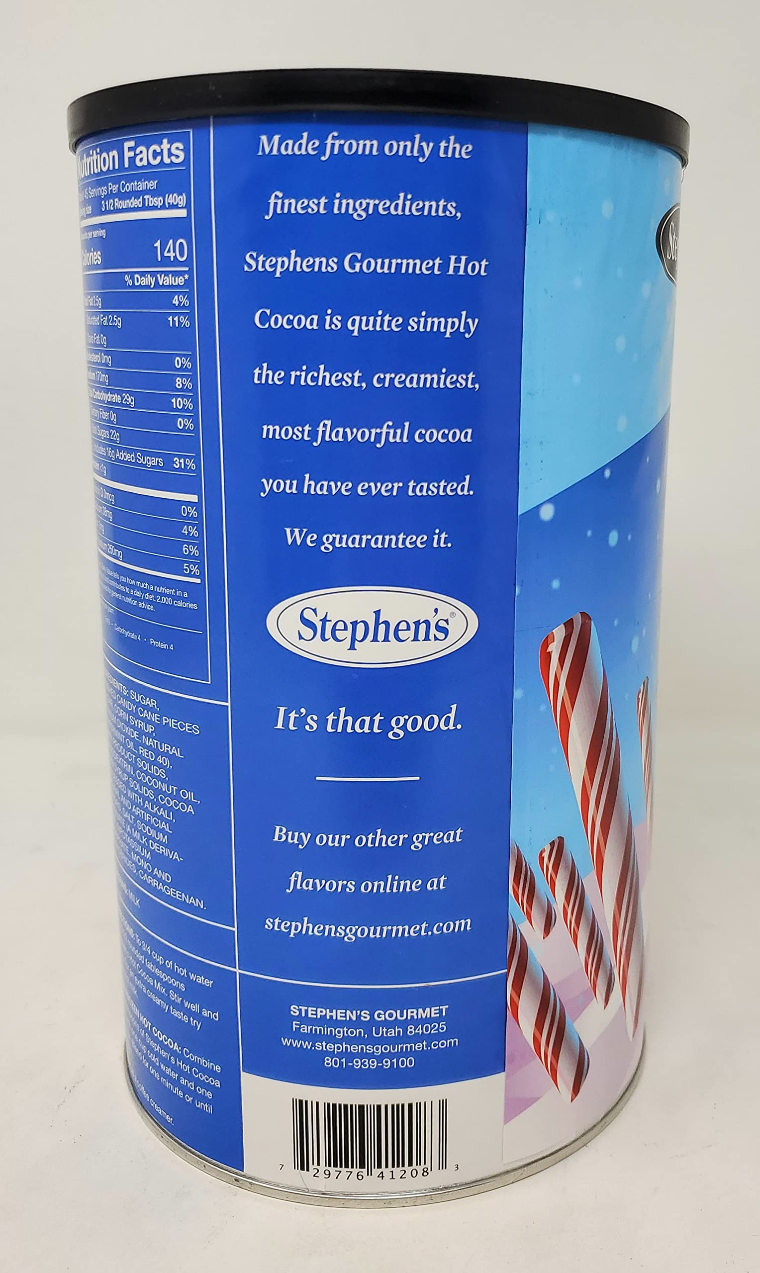Stephen's Gourmet Cocoa - Candy Cane Flavor, 4lb Canister | Premium Hot Chocolate Mix for Holidays, Gifts & Cozy Winter Nights