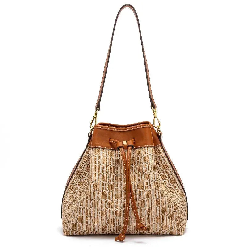 Stylish Letters Drawstring Bucket Shoulder Bag - Fashionable Crossbody Purse for Women, Perfect for Shopping, Travel & Daily Use