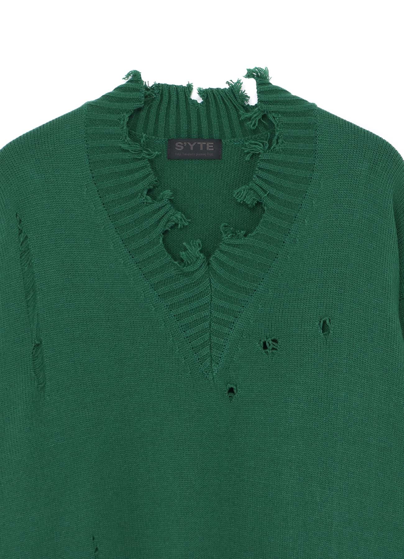 7G Bulky Wool Damage V-Neck Pullover Sweater - Warm & Stylish Knitwear for Men & Women - Perfect for Winter, Fall & Casual Outfits