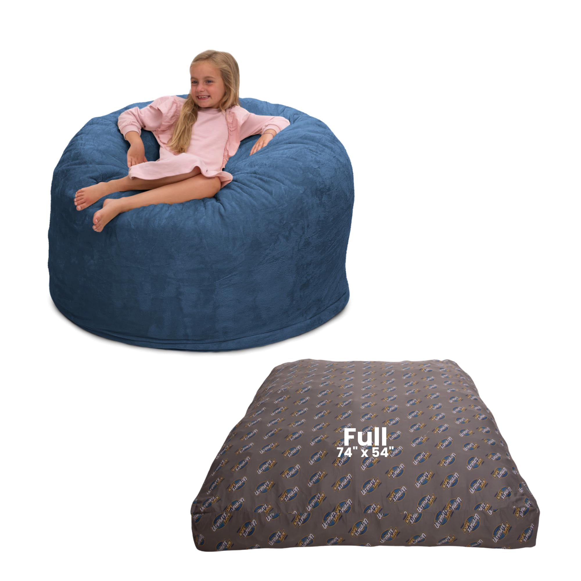 ULTIMATE SACK Convertible Bean Bag Chair - 3-in-1 Cozy Sleeper, Sofa Bed & Futon Alternative for Living Room, Bedroom, Dorm | Comfortable & Stylish Home Furniture for Relaxing, Lounging & Guest Sleeping