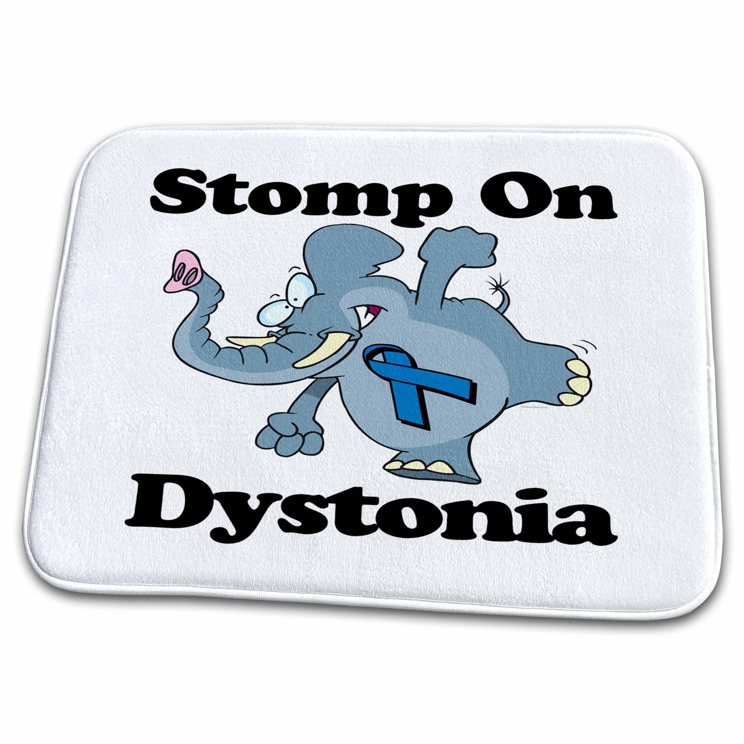 Elephant Stomp Dish Drying Mat - Non-Slip Kitchen Sink Mat with Dystonia Awareness Ribbon Design | Absorbent & Quick-Dry for Dishes, Cups & Utensils | Perfect for Kitchen Countertops, Sinks & Dish Racks