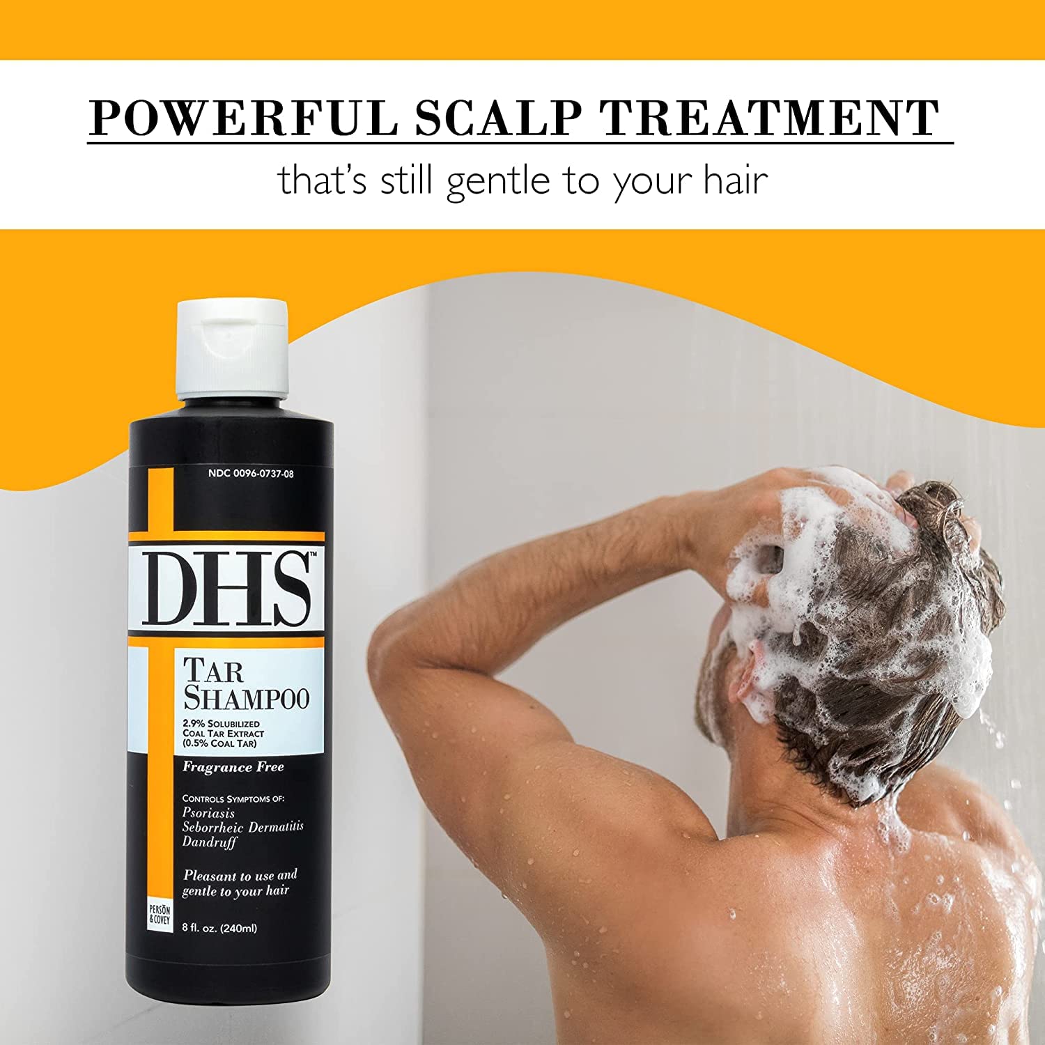 DHS Tar Shampoo 8 oz for Psoriasis & Scalp Treatment - Medicated Shampoo Pack of 2 (Buy 2 Save More) - Ideal for Dry, Itchy Scalp & Dandruff Relief