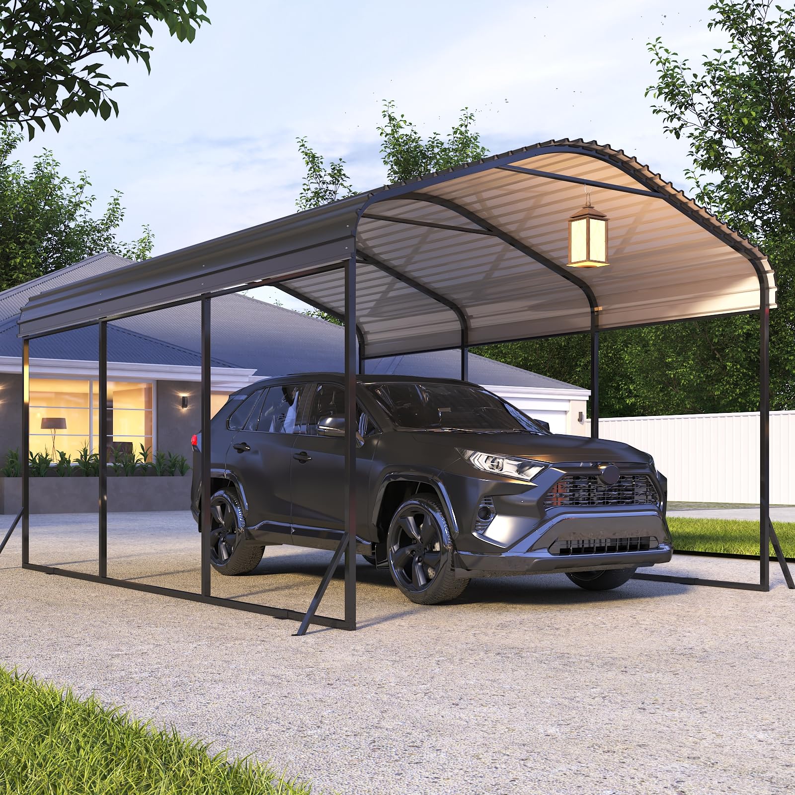 10x15 FT Heavy Duty Metal Carport Canopy - Galvanized Steel Roof & All-Metal Frame - Outdoor Car Shelter for Cars, Trucks, Boats & RV Protection - Weatherproof Garage Alternative for Home, Farm & Commercial Use