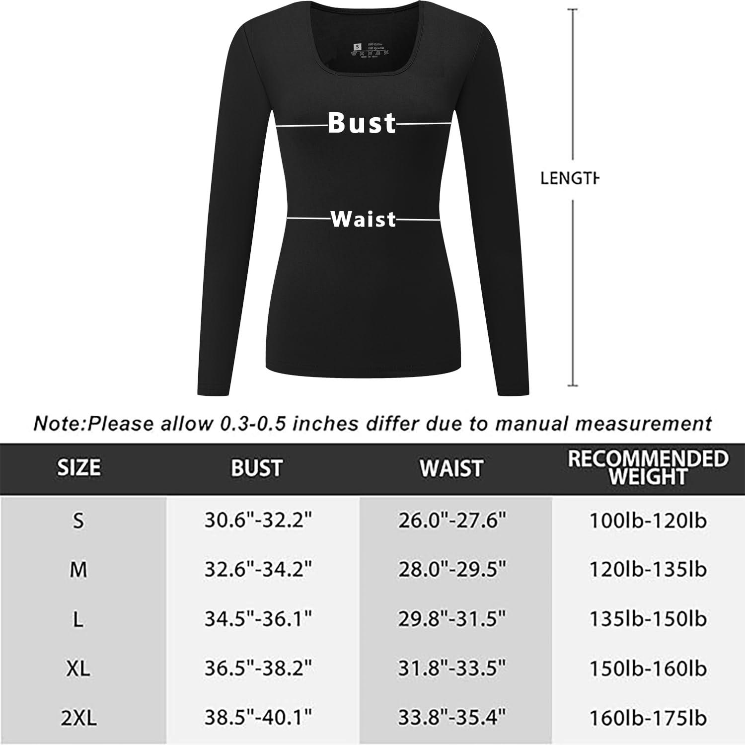 FMNNNN 5-Pack Women's Ribbed Long Sleeve Slim Fit T-Shirts - Square Neck Bodycon Crop Tunics for Casual Wear, Going Out & Layering