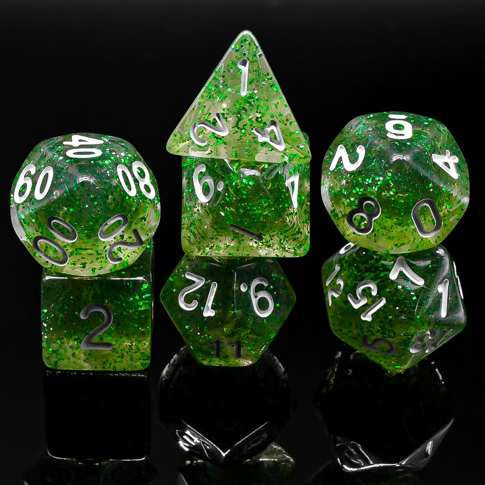Premium 10-Sided RPG Dice Set for Dungeons & Dragons, D&D, Pathfinder & Tabletop Games - Includes D20 in Vibrant Green - Perfect for Fantasy Roleplaying, Campaigns & Game Nights