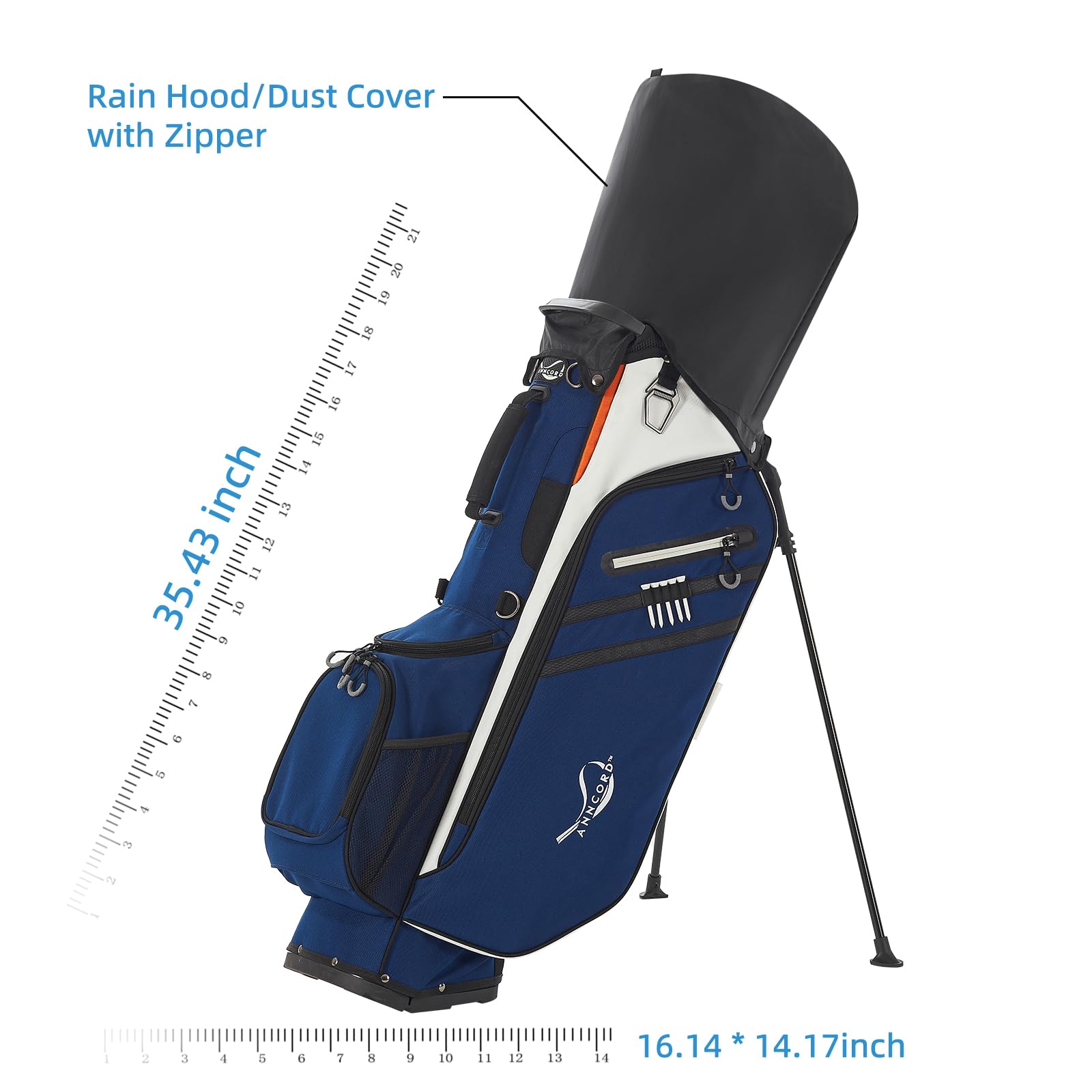 **14-Way Golf Stand Bag with Full-Length Dividers - Lightweight & Portable Golf Club Bag for Men & Women - 7 Pockets, Dual Strap, Rain Hood - Perfect for Driving Range, Course & Travel**