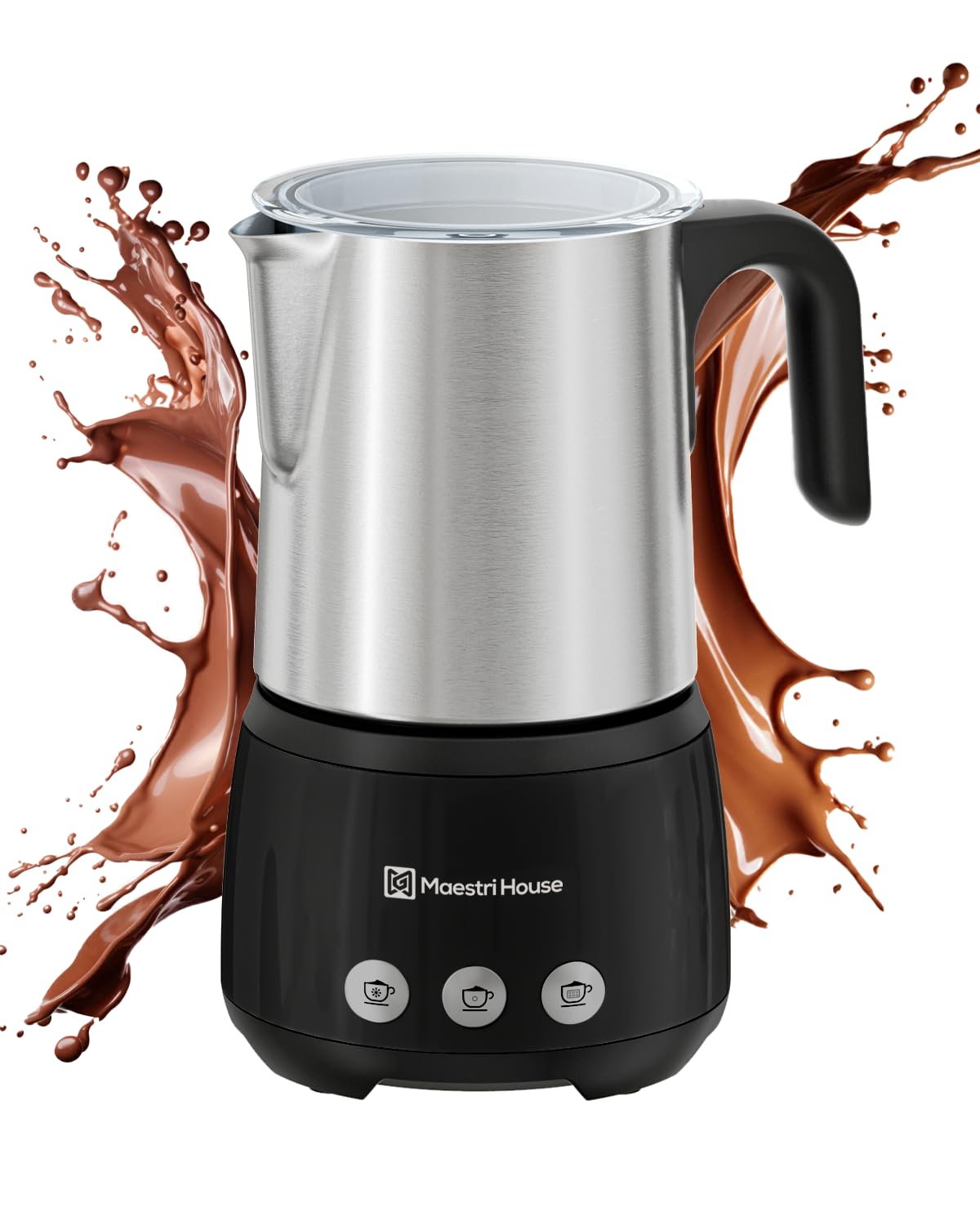 Maestri House 4-in-1 Electric Milk Frother and Steamer - 600W Smart Touch Control with Memory Function - 16.9OZ Hot & Cold Foam Maker for Latte, Cappuccino, Hot Chocolate - Perfect for Coffee Shops, Home Kitchen, and Office Use