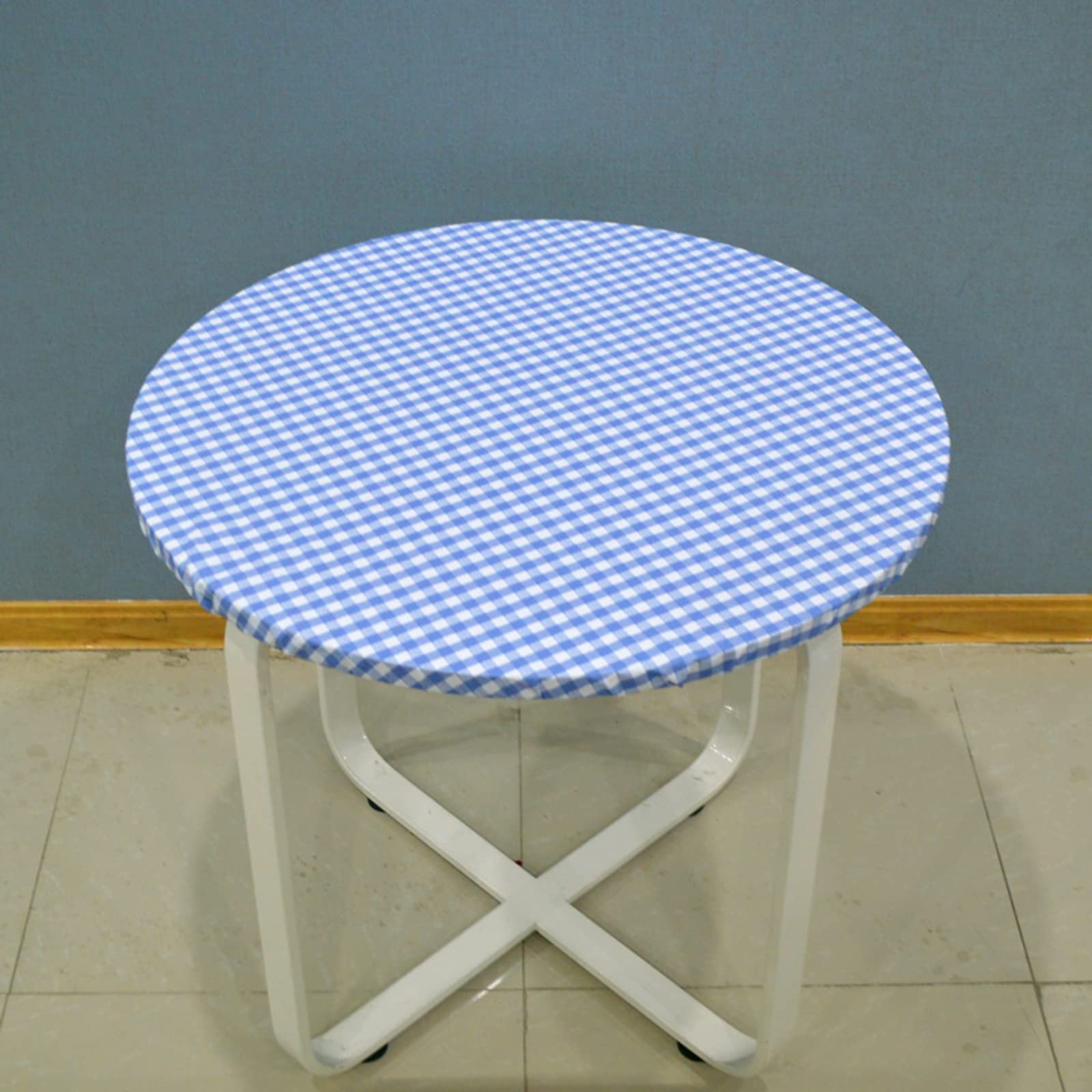 Waterproof Round Vinyl Tablecloth with Elastic Edge - Non-Slip Wrinkle-Free Table Cover for Outdoor Small Tables (20 inch/50cm) - Perfect for Patio, Kitchen, Dining Room & Picnic Use