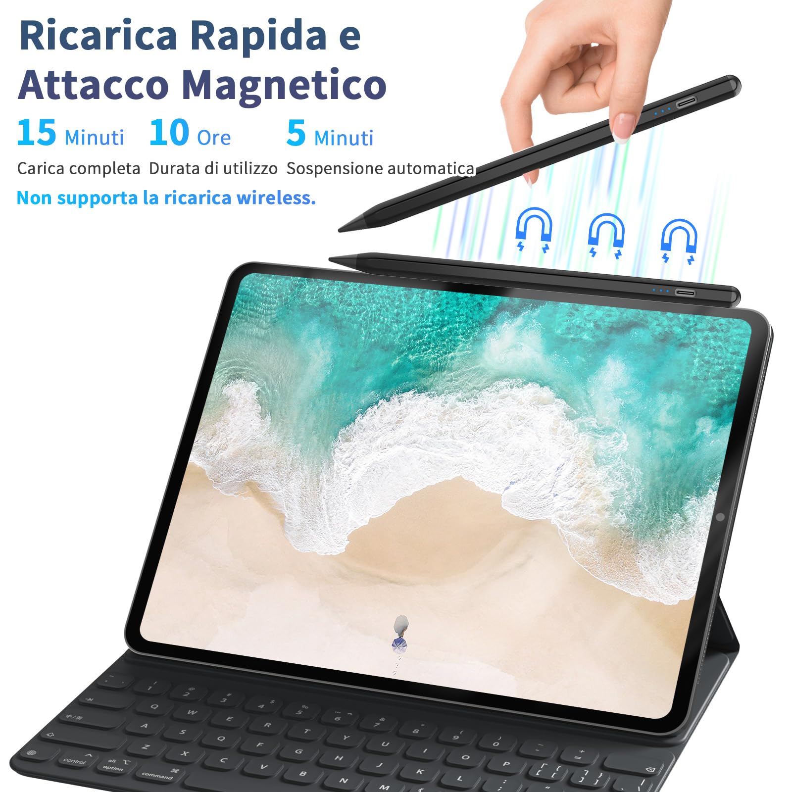 Apple Pencil for iPad (2018-2023) - Fast Charging, Tilt & Pressure Sensitive Stylus Pen with Magnetic Attachment - Compatible with iPad Pro 11/12.9