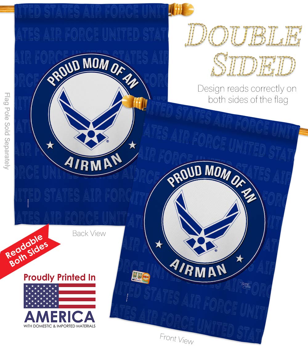 USAF Air Force Proud Mom Garden Flag Kit - Double-Sided 28x40 Inch Military Yard Banner - American Armed Forces Veteran Retiree Gift - Made in USA - Perfect for Patriotic Home Decor & Military Appreciation Events