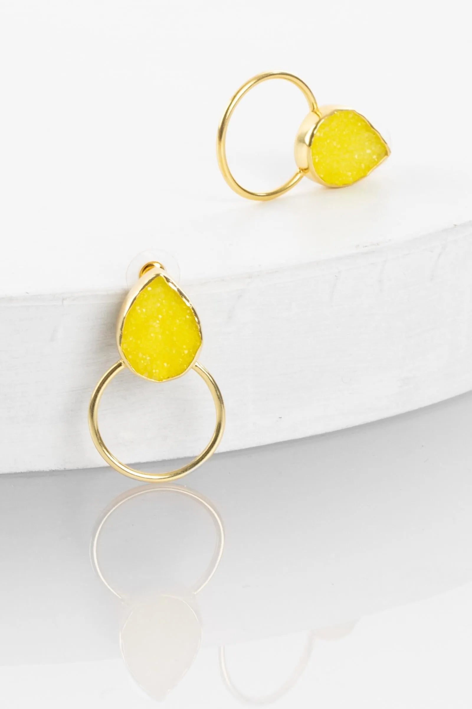 Boho Hoop Druzy Earrings for Women - Natural Stone Dangle Earrings, Handmade Boho Chic Jewelry - Perfect for Festivals, Parties & Everyday Wear
