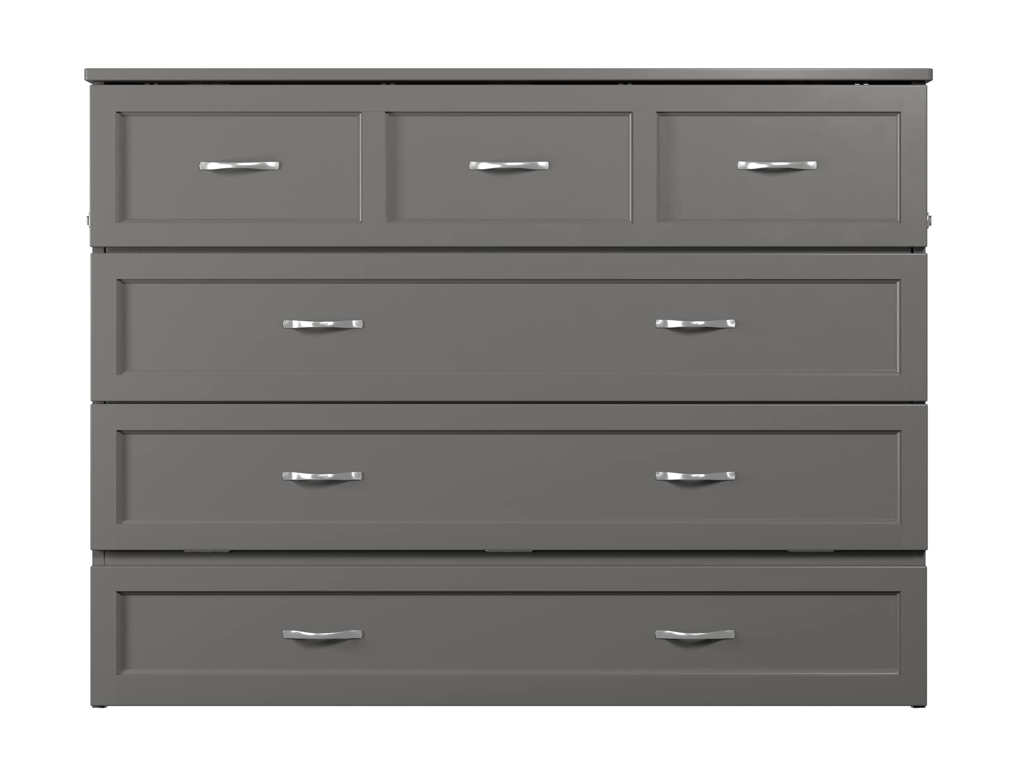 AFI Deerfield Full Size Murphy Bed with Built-in USB Charger, Grey - Space Saving Wall Bed for Small Apartments, Guest Rooms & Home Offices