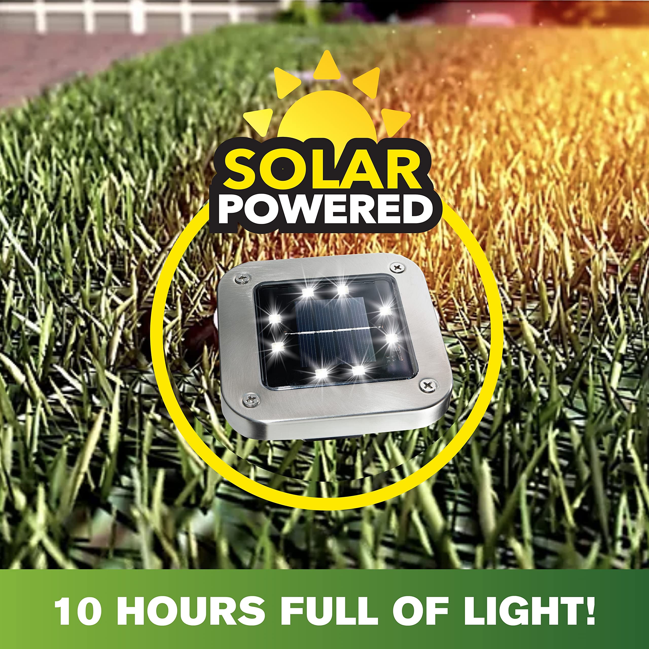 Bell+Howell Disk Lights Deluxe - 8 Pack Square Solar Outdoor Lights, Waterproof LED Landscape Lighting for Garden, Patio, Deck & Pool | Auto On/Off Solar Powered Ground Lights | Perfect for Pathway, Driveway & Backyard Decoration