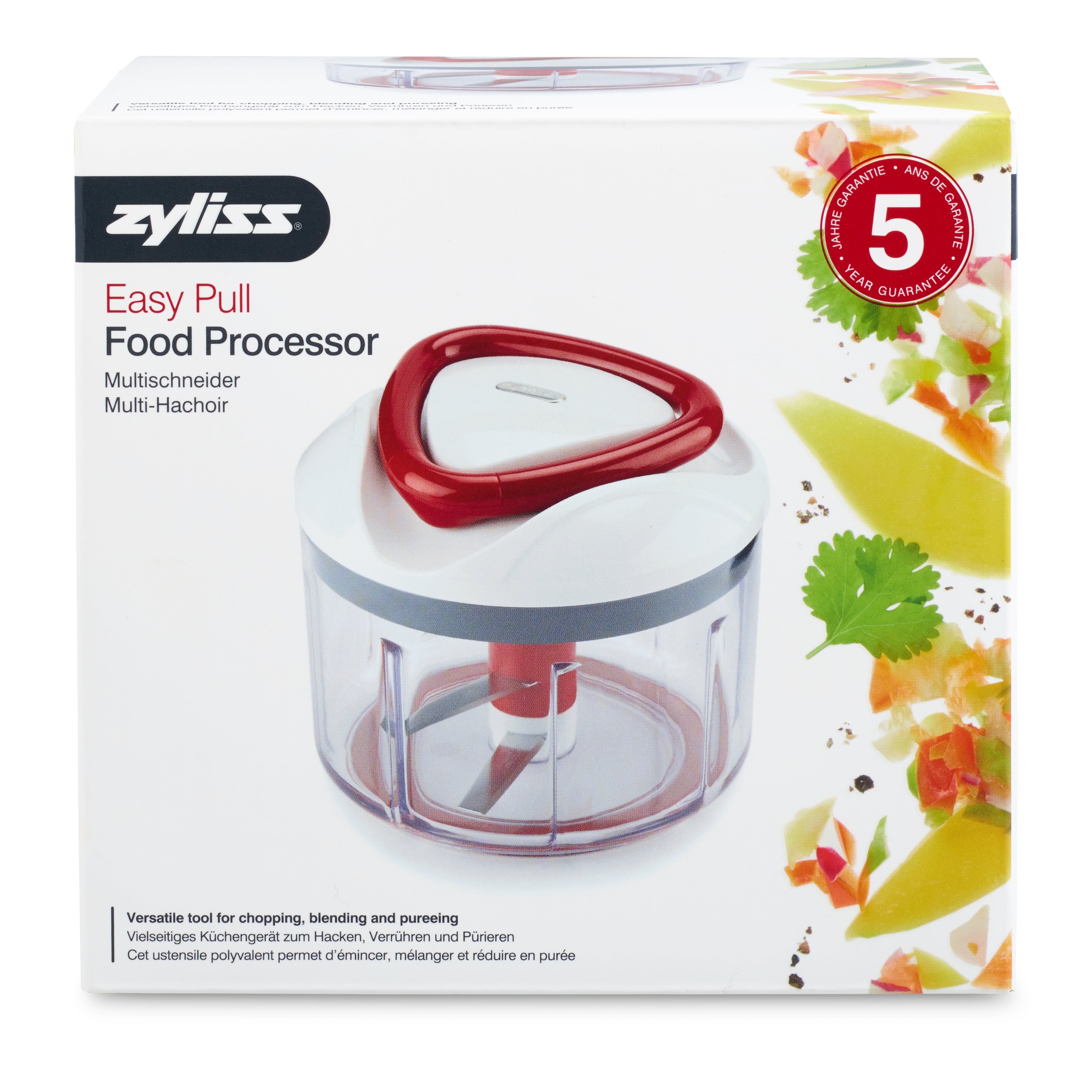 Zyliss Easy Pull Food Processor & Manual Chopper - Compact Kitchen Appliance for Slicing, Dicing & Pureeing - Perfect for Meal Prep, Baby Food & Quick Cooking