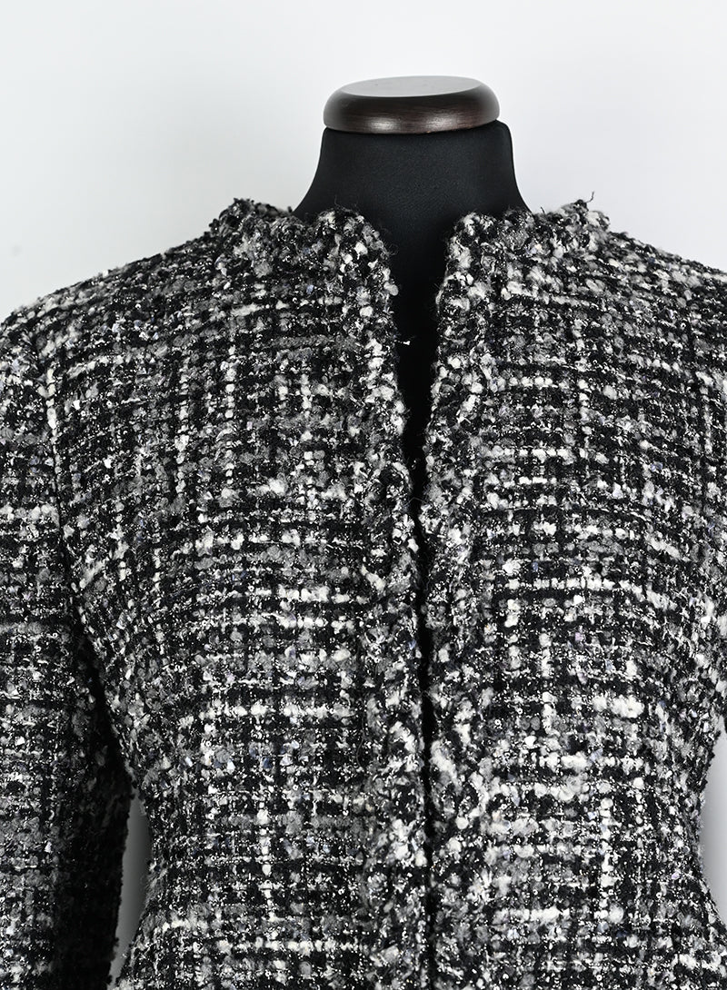 Valentino Black & White Bouclé Jacket - Size 42 | Luxury Women's Outerwear for Office & Evening Events