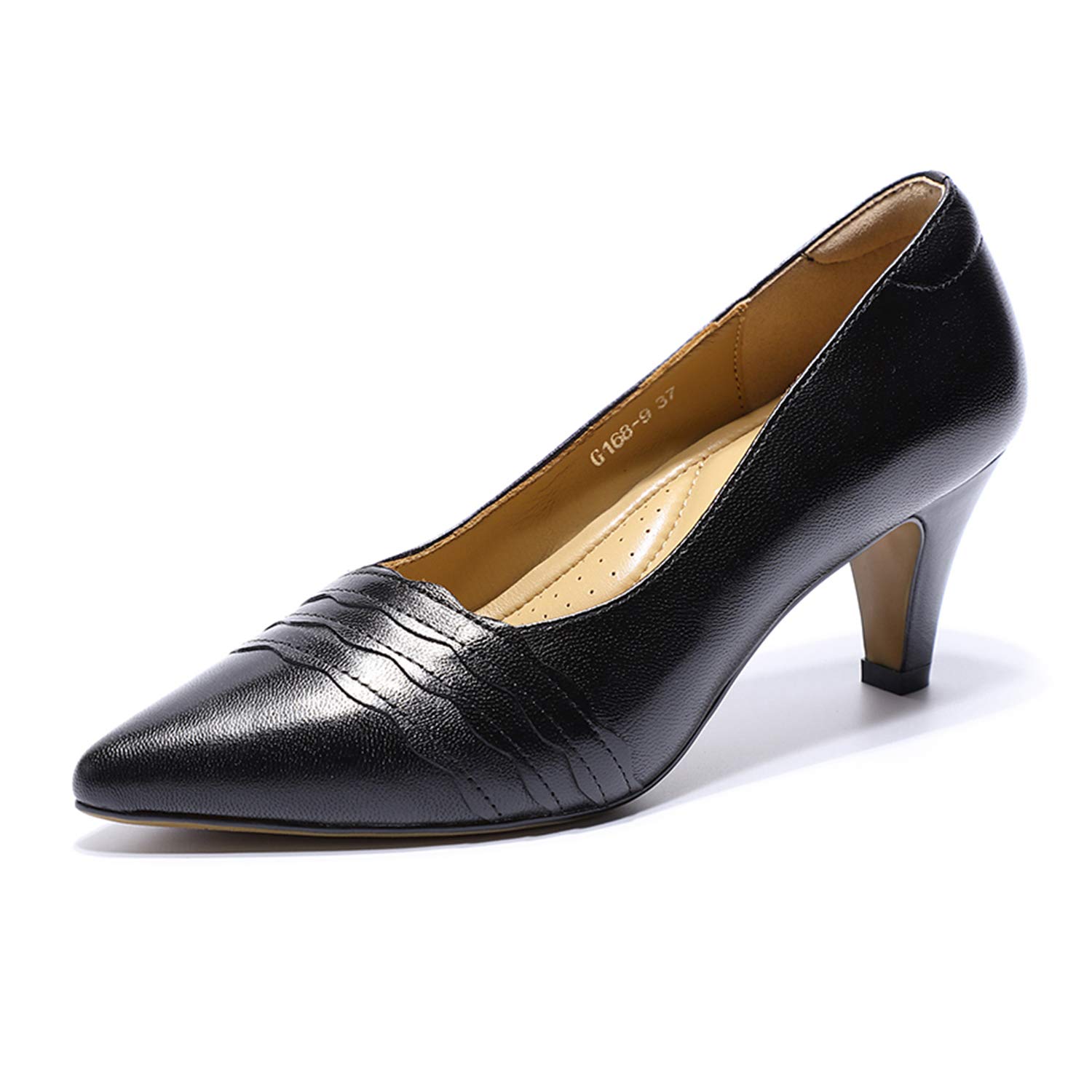 Mona Flying Women's Genuine Leather Pointed Toe Pumps - 2.75 Inch Comfortable High Heels for Office, Work, Party & Dressy Occasions - Elegant Ladies Dress Shoes for Professional & Casual Wear