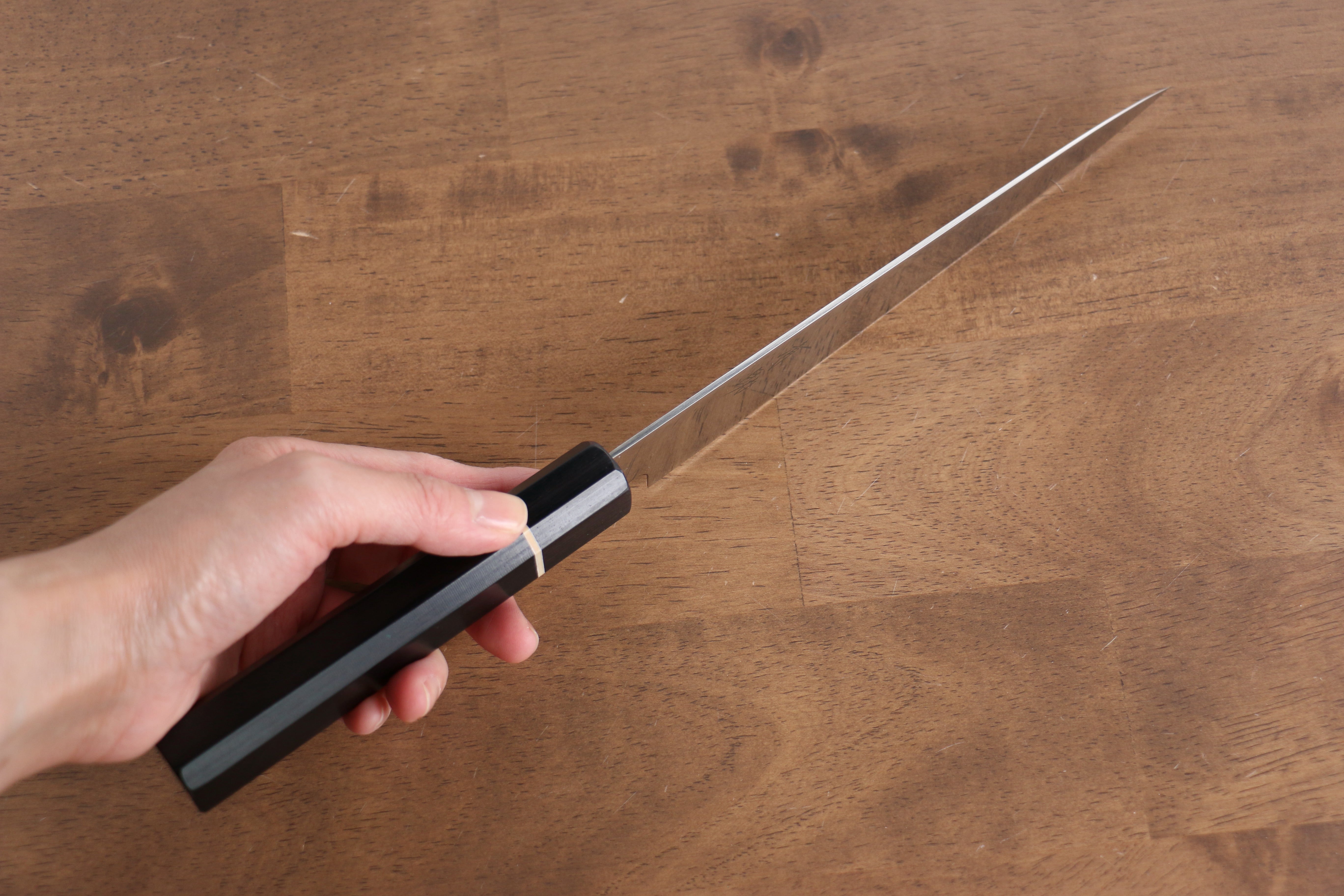 Premium Seisuke Molybdenum Steel Slicer Knife 180mm - Black Pakkawood Handle - Professional Kitchen Knife for Sushi, Meat, and Vegetables