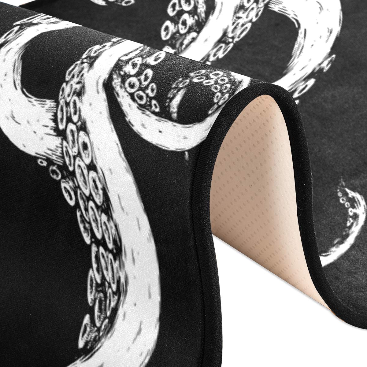 ALAZA Ocean Octopus Kraken Black Collection Area Rug - 2' x 6' Non-Slip Floor Mat for Living Room, Bedroom, Kitchen - Perfect for Home Decor, Kids Play Area & Coastal Theme Spaces