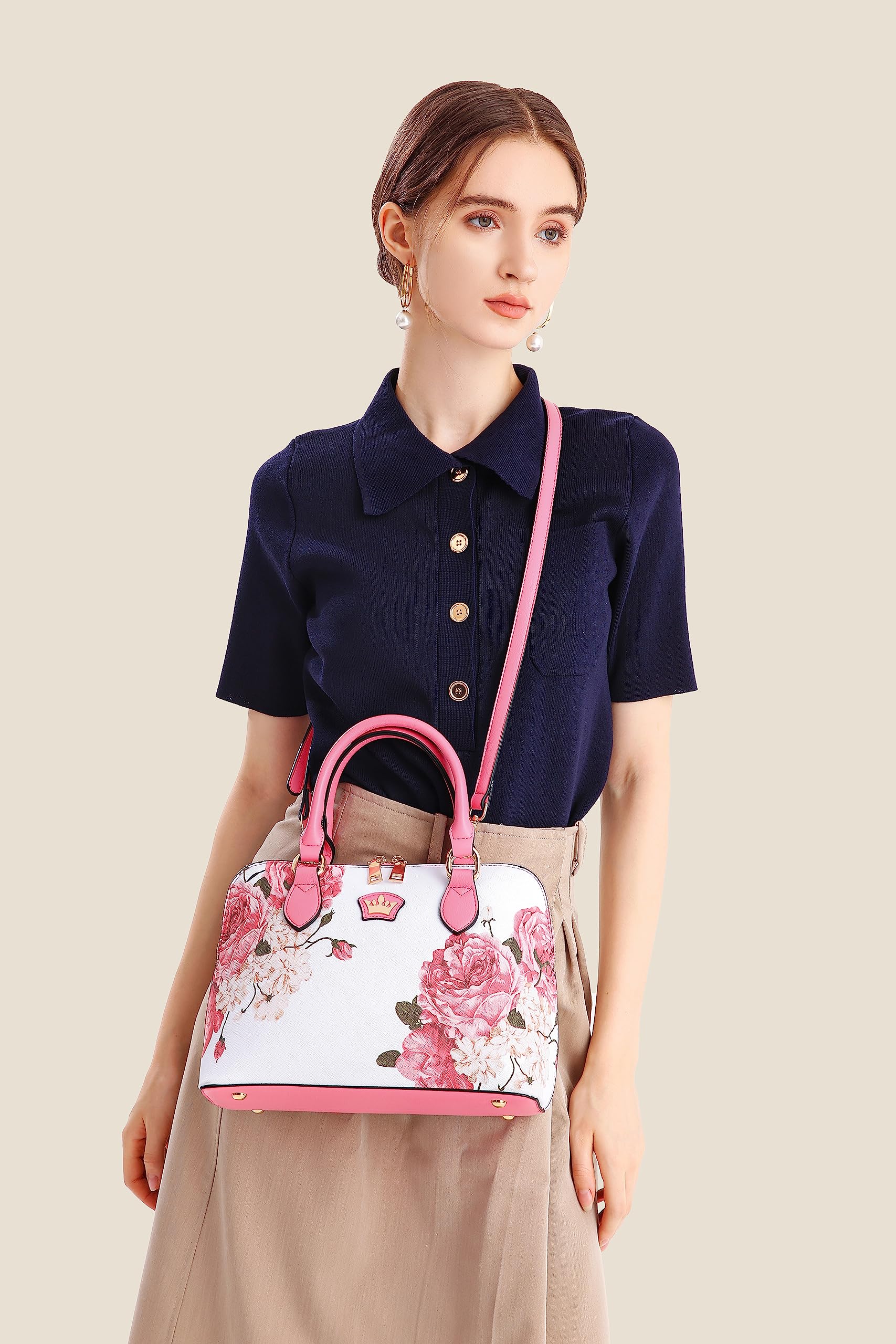 Stylish Floral Crossbody Bag for Women - Small Zip Satchel Purse, Trendy Shoulder Handbag & Tote - Perfect for Daily Use, Shopping, Travel & Date Night