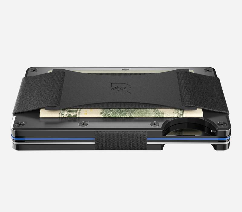 Slim Gunmetal Aluminum Minimalist Wallet with Cash Strap - RFID Blocking, Lightweight & Durable - Perfect for Travel, Everyday Carry & Business Use