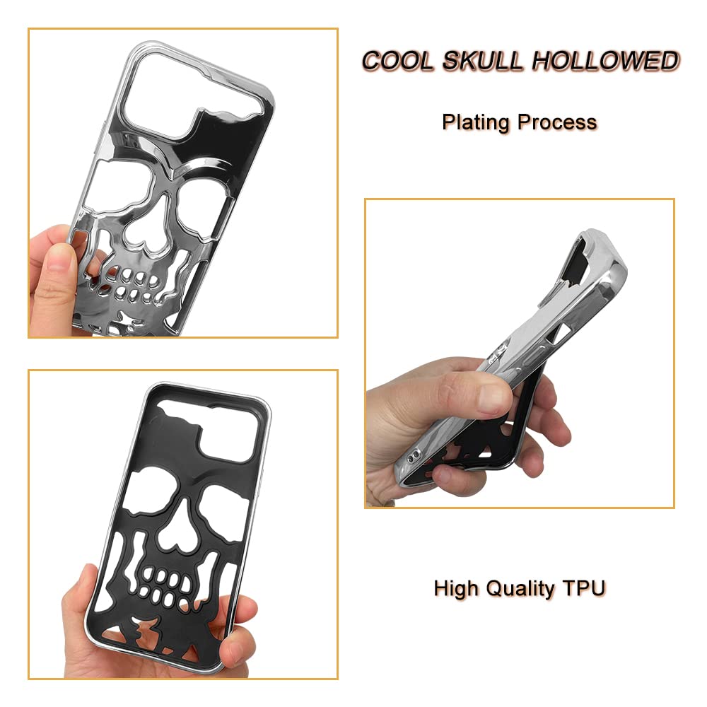 2023 Premium Metal Skull Phone Case for iPhone 13 - Luxury Hollow Design with Personality Carving | Protective Soft Cover for Everyday Use, Parties & Gifts