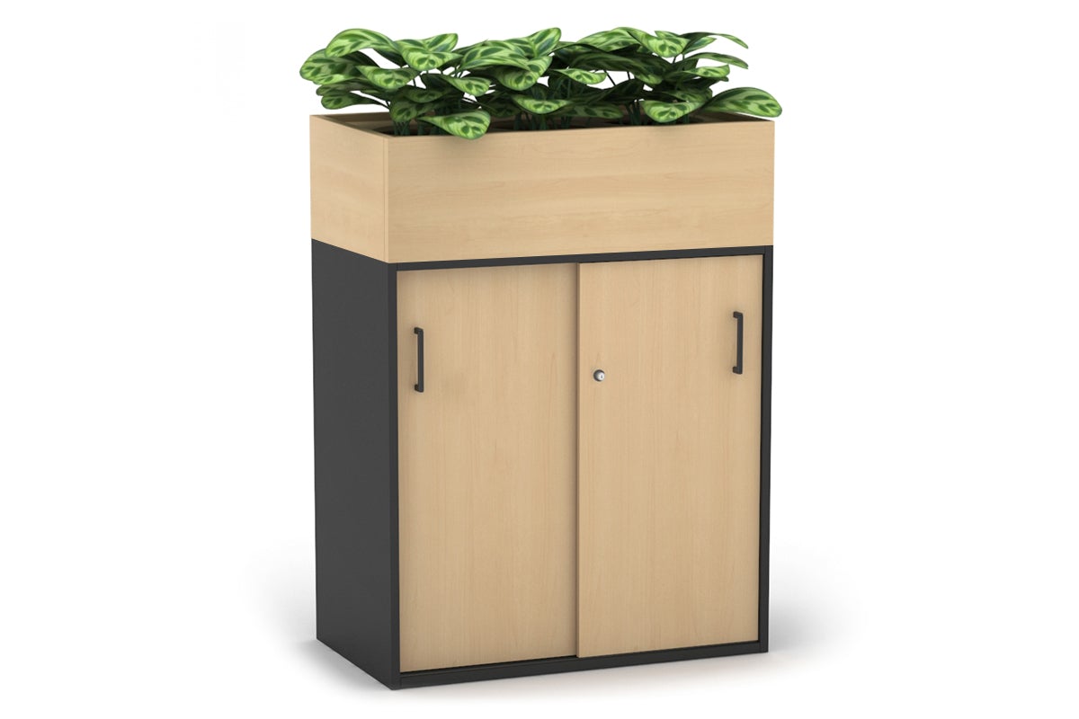 Uniform Medium Credenza with Planter Box - 800W x 1125H x 428D - Modern Storage Cabinet for Living Room, Bedroom or Office - Perfect for Home Organization and Indoor Plant Display