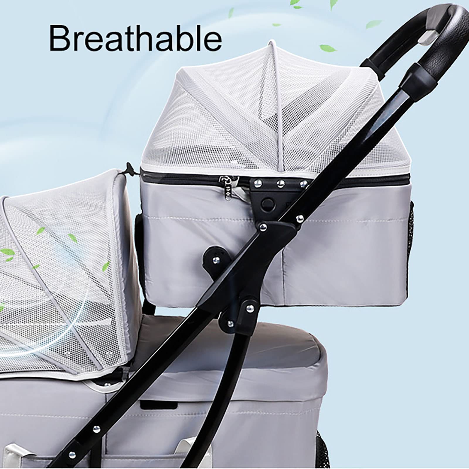 Lightweight Dog Stroller for 2 Small Pets - 4-Wheel Breathable Pet Carrier with Storage Basket | Perfect for Walking, Vet Visits & Outdoor Adventures