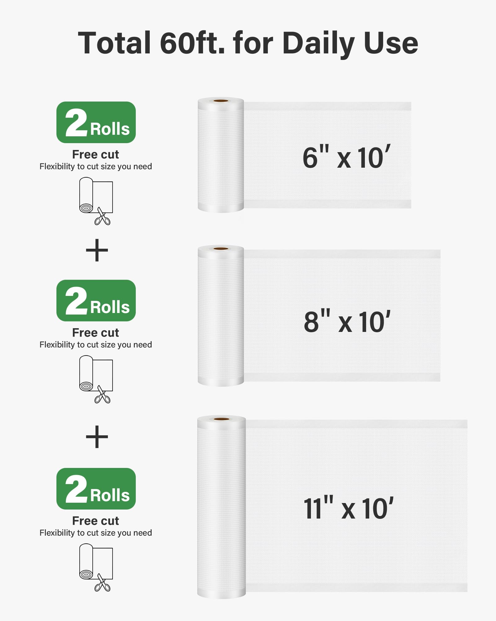 Kootek Vacuum Sealer Bags for Food Storage - 6 Rolls (11