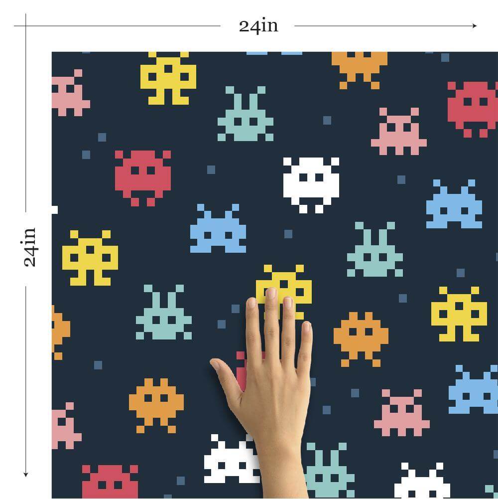 Blue and Yellow Space Themed Peel and Stick Removable Wallpaper for Kids Room Decor - Easy DIY Nursery, Playroom, or Bedroom Wall Covering
