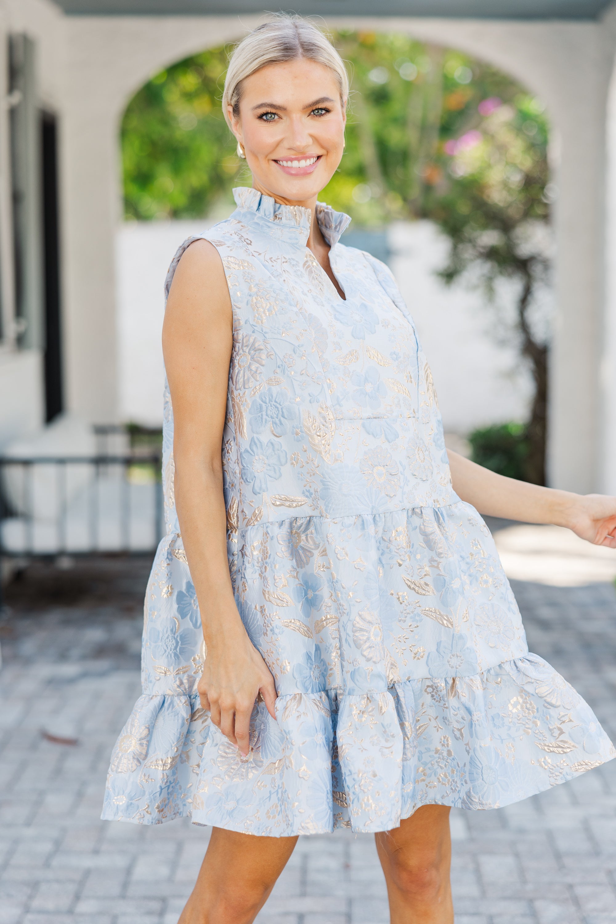 Light Blue Floral Dress for Women - Elegant Summer Maxi Dress with Flowy Skirt | Perfect for Beach Vacations, Garden Parties & Date Nights