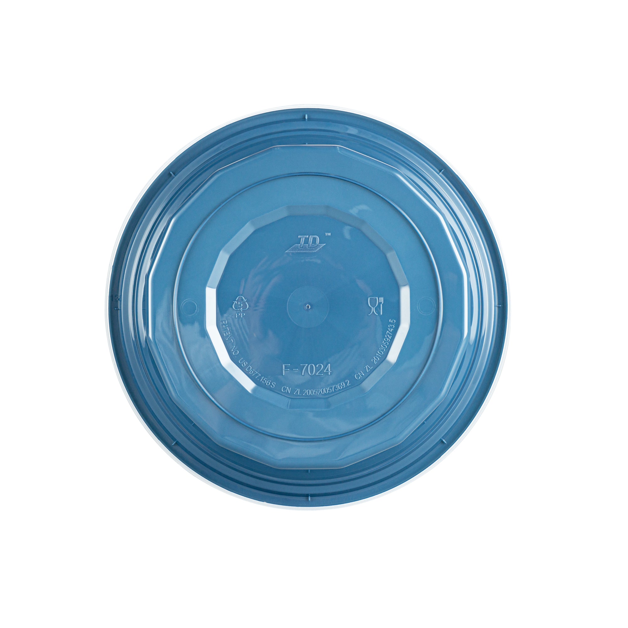 24 oz Round Midnight Blue Plastic Food Storage Containers with Clear Lids - Microwave Safe, 7.25