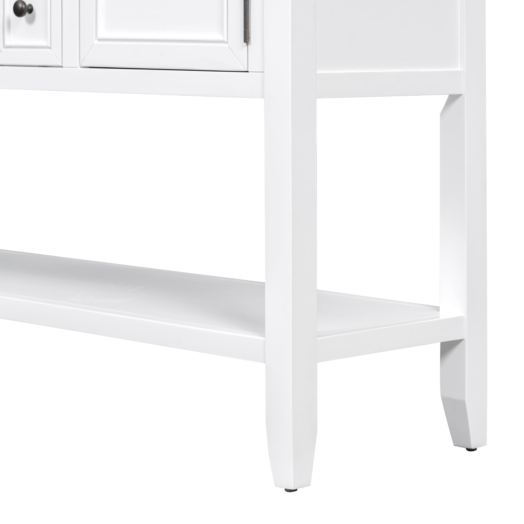 P PURLOVE White Buffet Table Sofa Table Console Table with Storage Drawers & Bottom Shelf - Elegant Entryway, Living Room, Dining Room Furniture for Home Decor