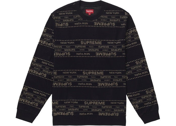 Metallic Jacquard Crewneck Sweatshirt for Women - Stylish Black Pullover for Casual Wear & Layering