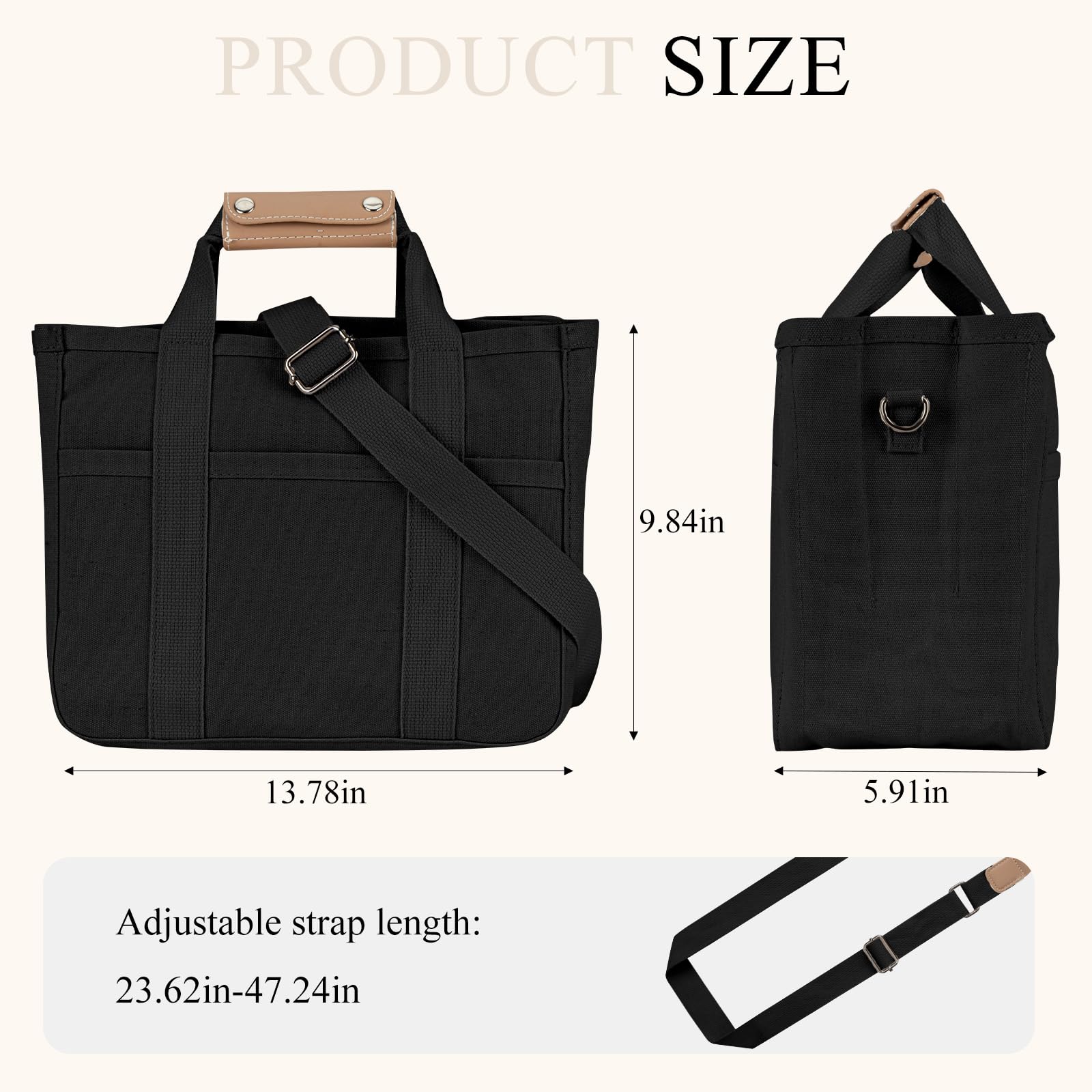 Stylish Multi-Pocket Canvas Tote Bag for Women - Large Capacity Crossbody Shoulder Bag with Multiple Compartments - Perfect for Work, Travel, Shopping & Mom's Daily Essentials