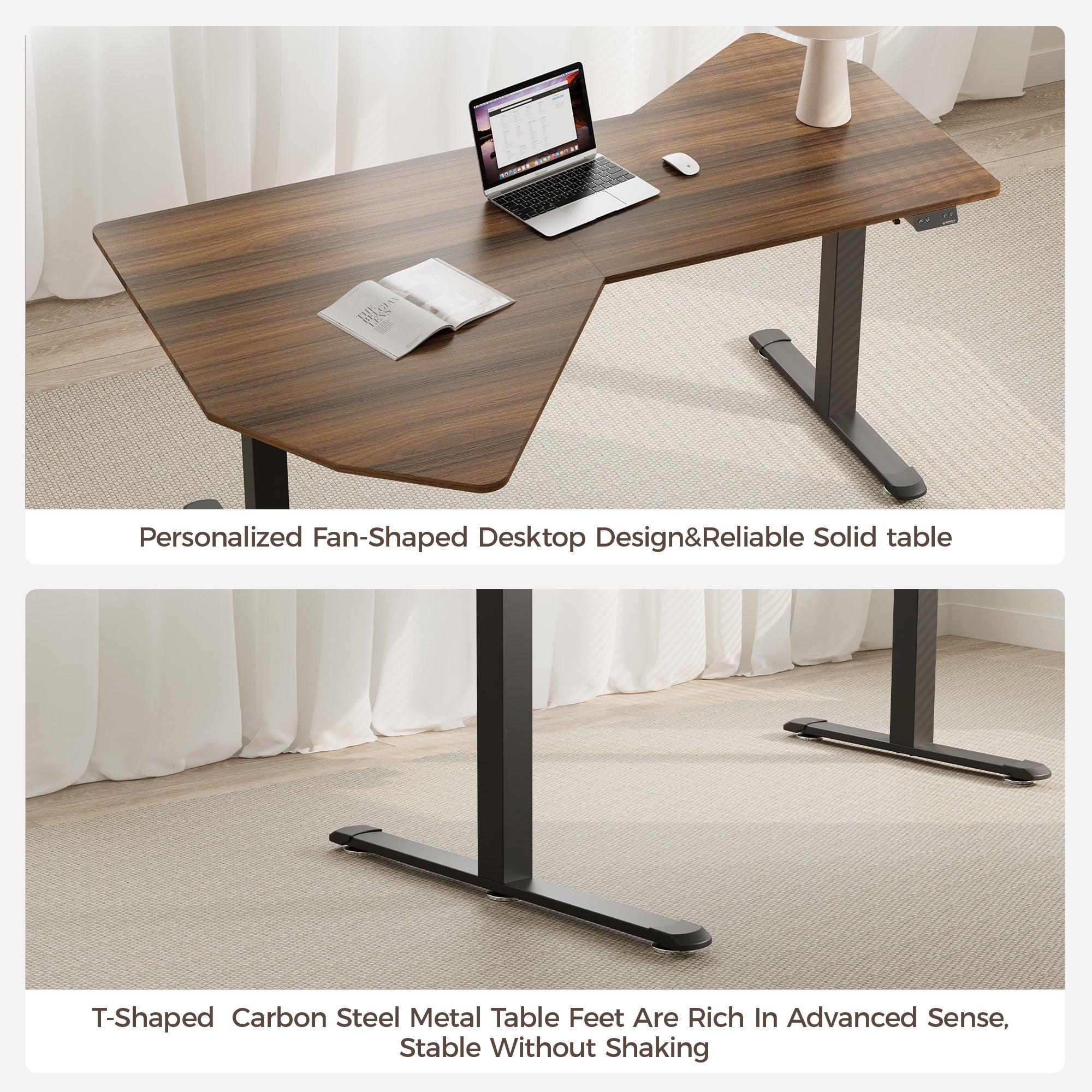 Adjustable Height Standing Desk 70x46 Inches - Electric Ergonomic Office Desk for Home & Work, Perfect for Remote Work & Small Spaces