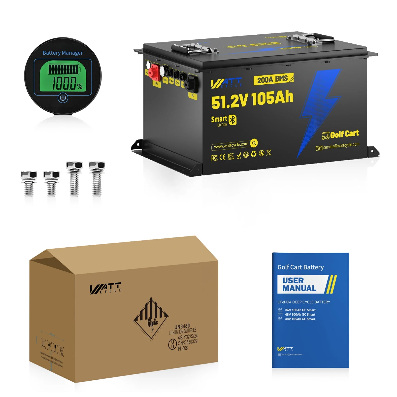48V 105Ah Lithium Golf Cart Battery - Long Lasting Power for Golf Carts, Electric Vehicles & Off-Grid Applications | Fast Charging & Maintenance-Free Design