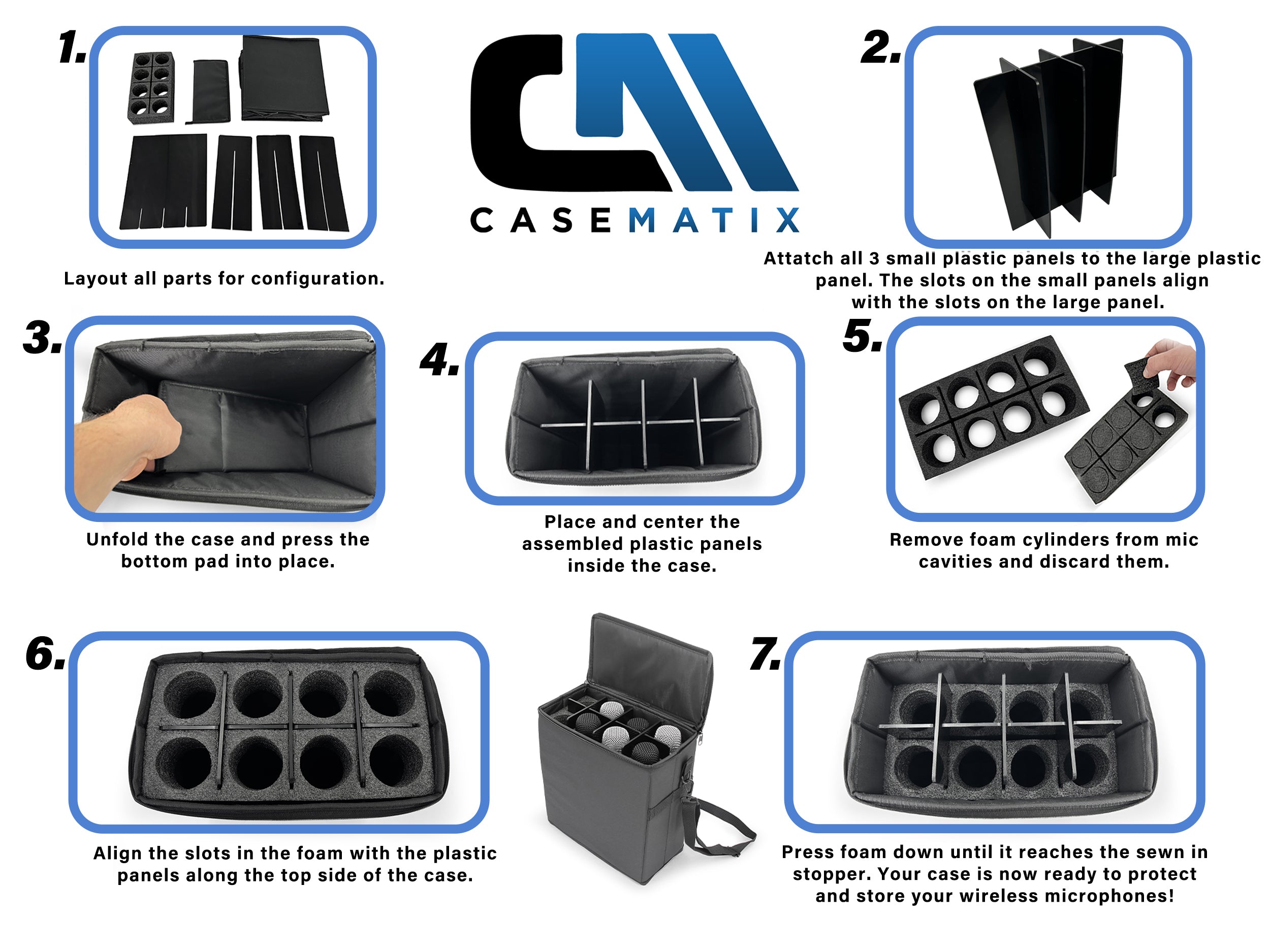 CASEMATIX Wireless Microphone Case - Compatible with Sennheiser, Shure & More (Holds 8 Mics Up to 11