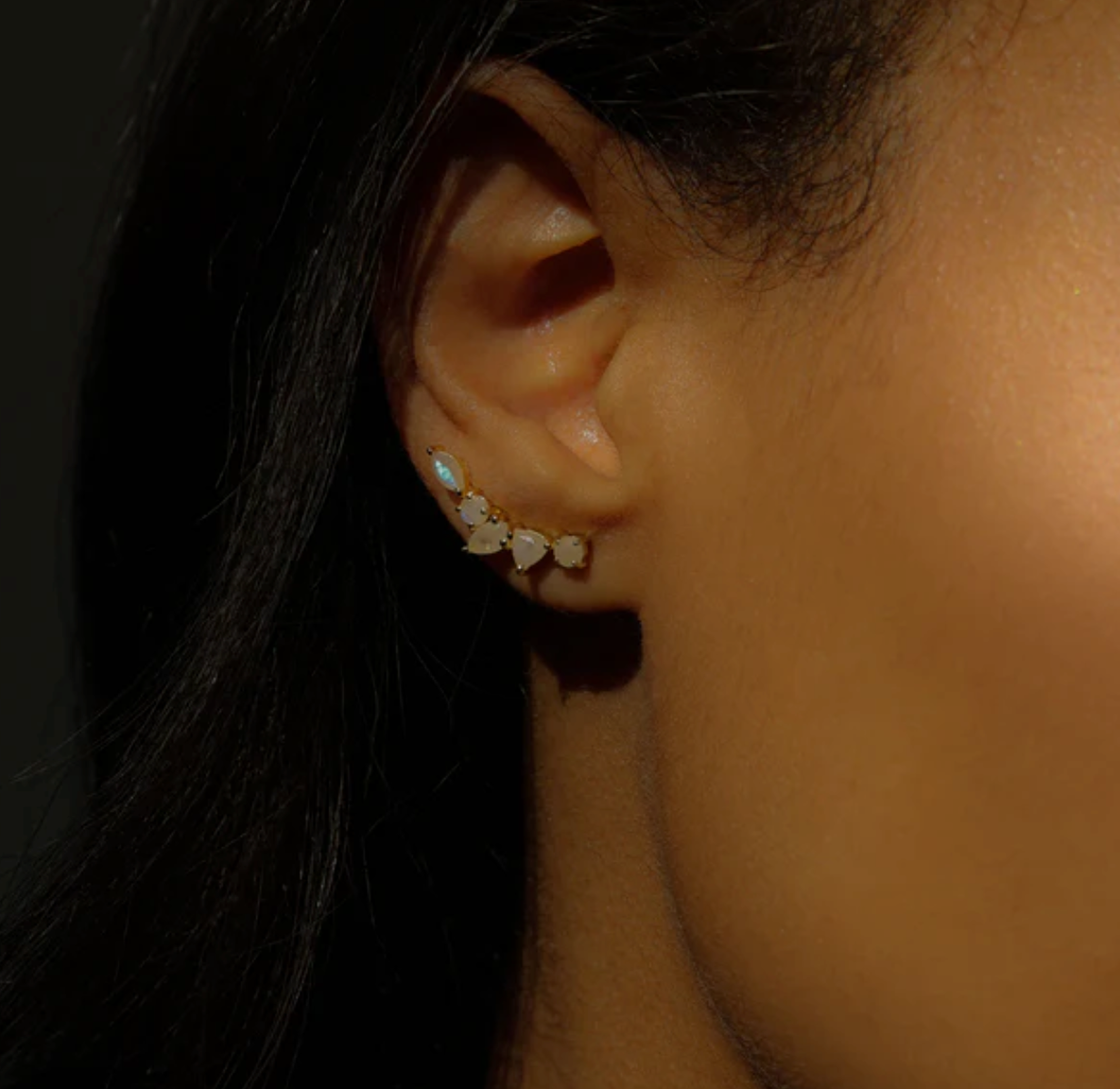 Mini Wing Ear Climbers Moonstone Earrings - Dainty Boho Hoop Earrings for Women - Perfect for Everyday Wear, Parties & Special Occasions
