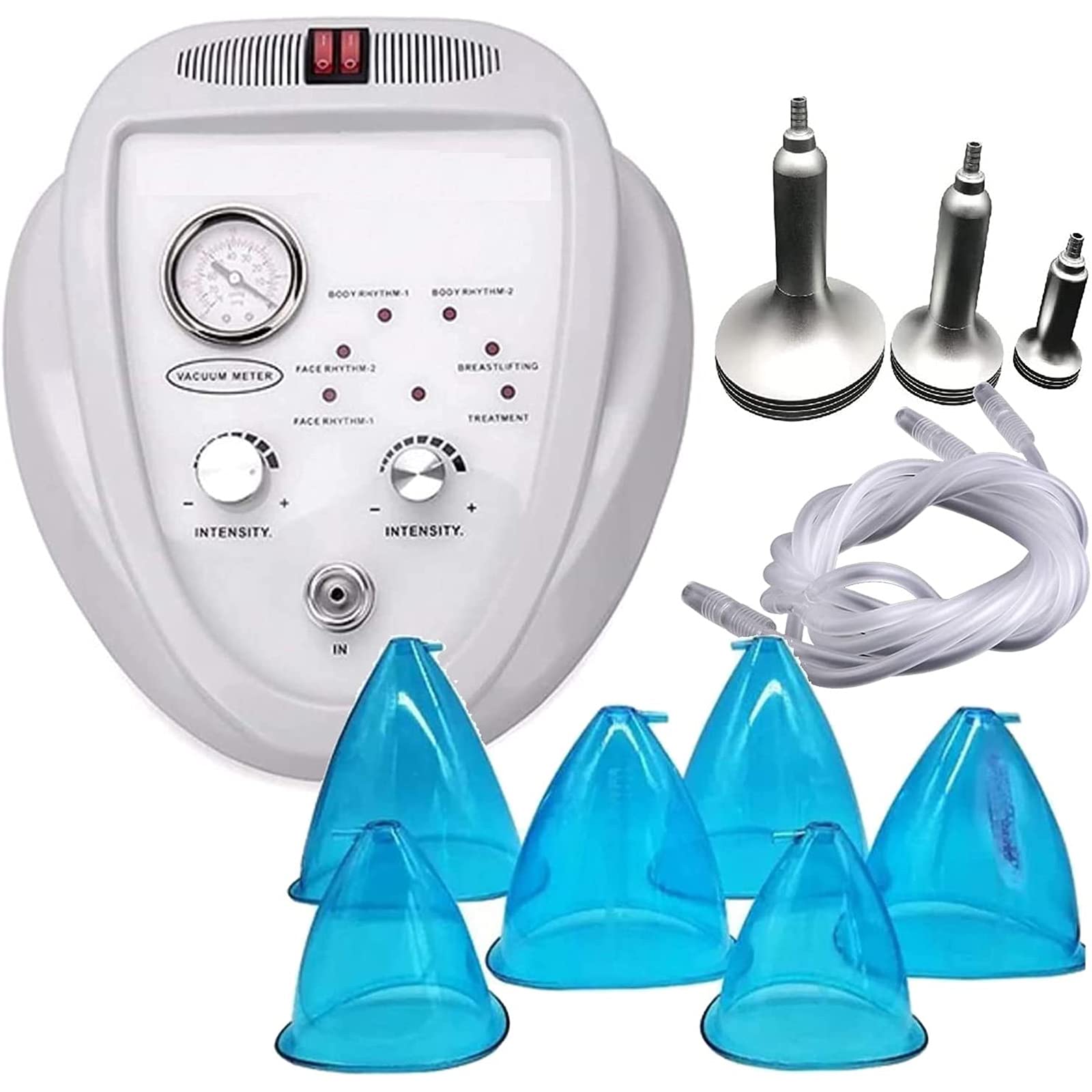WESD Electric Vacuum Cupping Massage Machine - 3 Pairs of Cups & 3 Pumps for Full Body Therapy, Hip Massager, Beauty Instrument (White) | Relieve Muscle Pain, Cellulite Treatment & Home Spa Relaxation