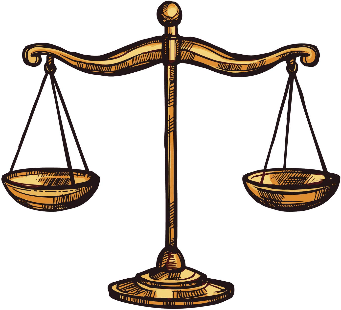 Vintage Cartoon Law Element Vinyl Sticker - 2 Inch Tall Equality Balance Scale Decal for Laptops, Water Bottles & Notebooks - Funny Legal Theme Office & School Supplies