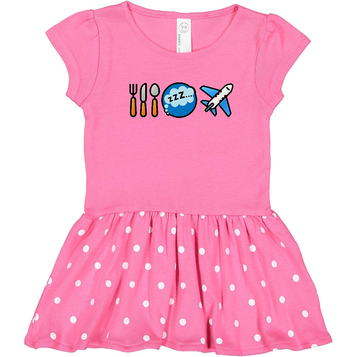 Inktastic Airplane Eat Sleep Fly Toddler Dress - Cute Kids Outfit for Travel, Playdates & Everyday Wear